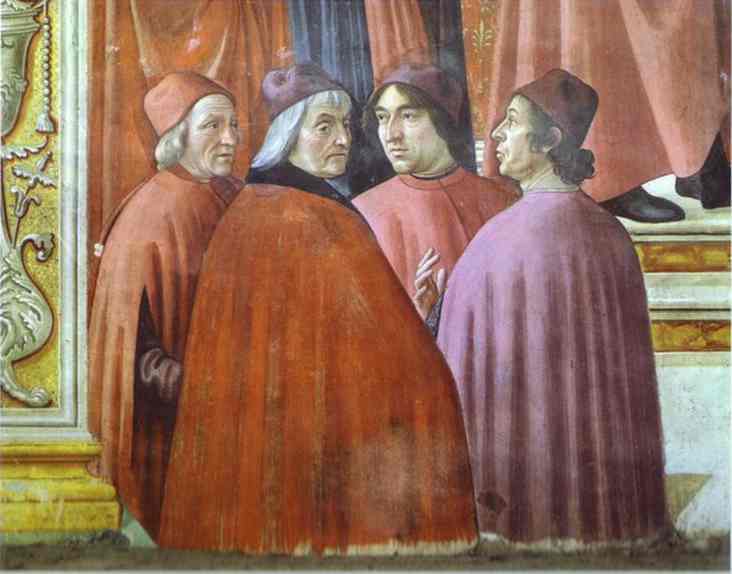 Marsilio Ficino, Cristoforo Landino, Angelo Poliziano und Gentile de' Becchi