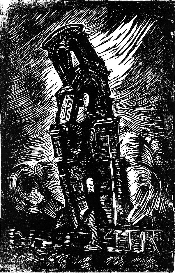 Wilhelm Groß - Stürzende Kirche. Das Kreuz bleibt unversehrt